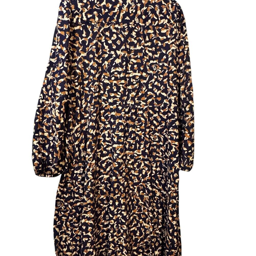 Nine West Navy Patterned Button-Down Long Sleeve … - image 4